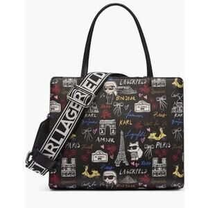 Karl Lagerfeld Paris Women's Maybelle Satchel Bag, Paris Travel Print